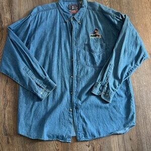 Denim Memphis Maniax XFL denim button down shirt